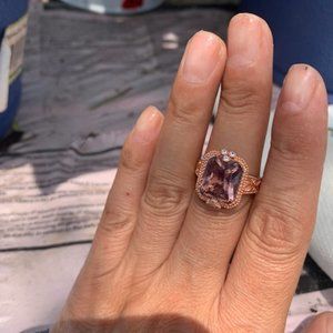 Blush Zircon rose gold over silver ring sz 8
